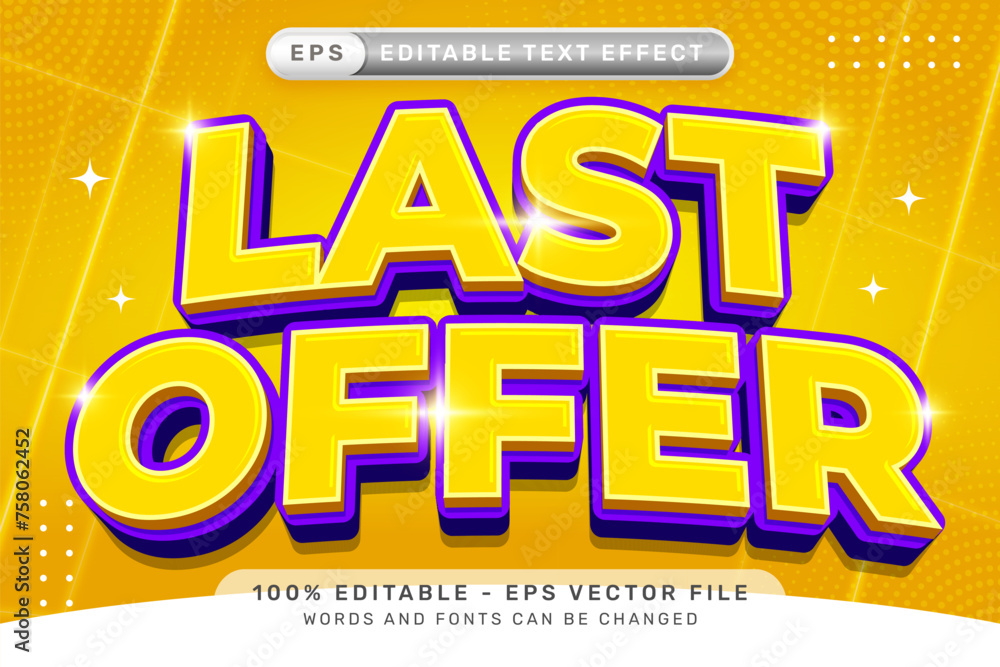 Poster last offer 3d text effect and editable text effect