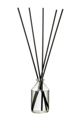 Aromatic diffuser bottle with sticks isolated on white background