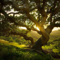 Artistic Depiction of Trees in the Landscape generative ai