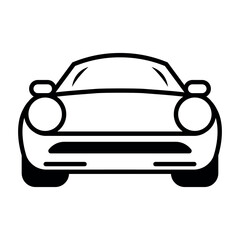 black vector car front icon on white background