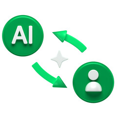 3D Icon of a symbol showing human and ai interaction