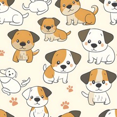 Seamless pattern with dogs