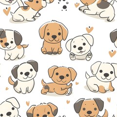 Obraz premium Seamless pattern with dogs