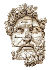 Obraz premium Classical Grreek statue shaped by ancient greek building with big columns isolated over transparent background