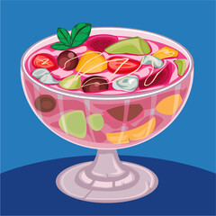 Es Buah or Sop Buah Vector Ramadhan Indonesian Iced Fruit Dessert