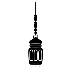 Black Icon Islamic Lantern Hanging Vector 