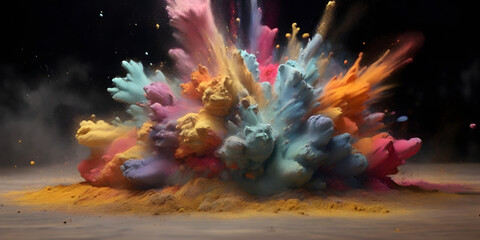 explosion of colorful powder 