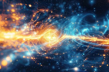 Fototapeta premium Radiant energy pulses in a deep, digital space environment