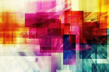 Saturated digital color blocks in a dynamic, abstract composition