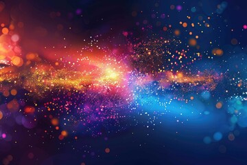 Vibrant, abstract pixel explosion on a darkened background
