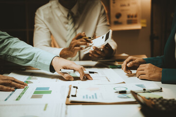economic concepts Business and partner plan data analysis to determine the direction of the...