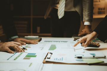 economic concepts Business and partner plan data analysis to determine the direction of the...