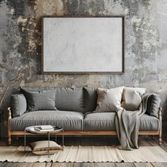 Mock up frame in home interior. A home design with sofa and frame. interior living room, 3d render