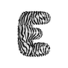 3D zebra animal pattern helium balloon letter E