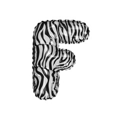 3D zebra animal pattern helium balloon letter F