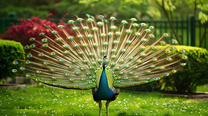 Obraz premium peacock with feathers out