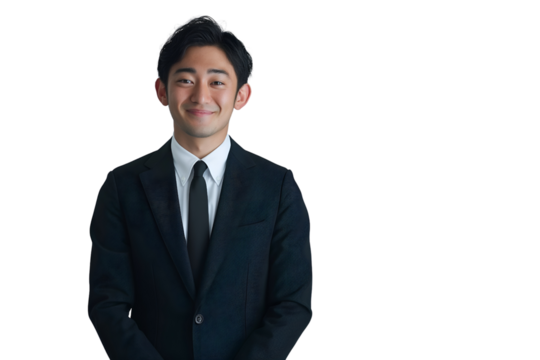 Young Asian Man Wearing Business Suit And Tie, Professional Japanese Businessman Posing With Confident Smile On A Transparent PNG Background