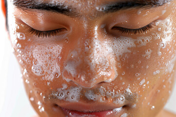 close-up image of a man's face after receiving a peeling treatment