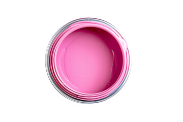 top view pink paint can, isolated, transparent background