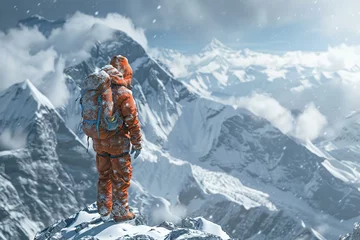 Papier Peint photo autocollant Everest Backpacking through a virtual Himalayan adventure, summiting Everest
