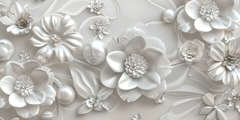 Elegant 3D floral wallpaper design in monochrome palette. modern home decor. stunning background for various applications. abstract artistic creation. AI