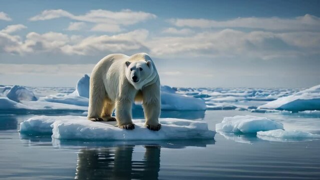 Polar bear on iceberg, wild animals concept	

