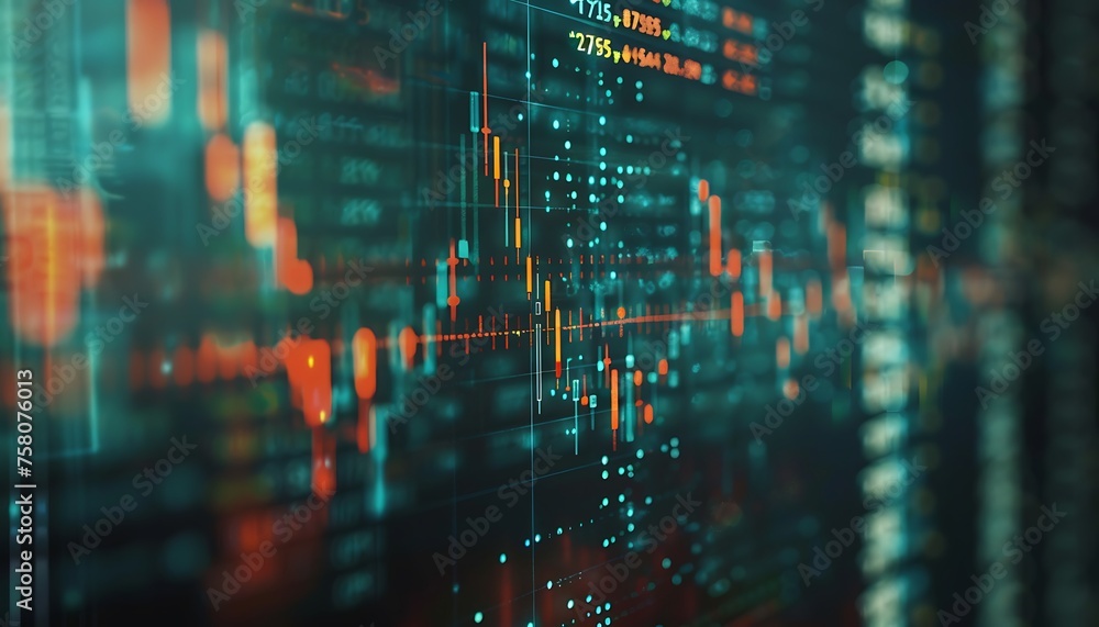 Poster Close-Up, Currency Exchange Chart Reacts to Central Bank Decision on Digital Display