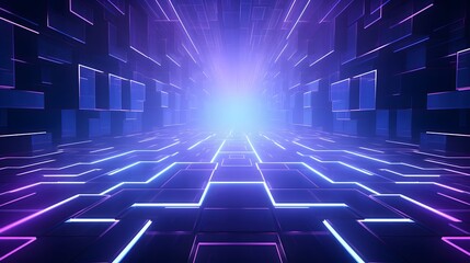 3d rendering of purple and blue abstract geometric background. Scene for advertising, technology, showcase, banner, game, sport, cosmetic, business, metaverse. Sci-Fi Illustration. Product display