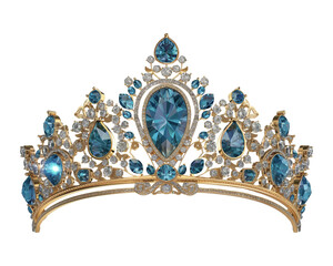 Crown with blue diamonds.Ai generated image. - 758078856