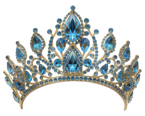 Crown with blue diamonds.Ai generated image. - 758079008
