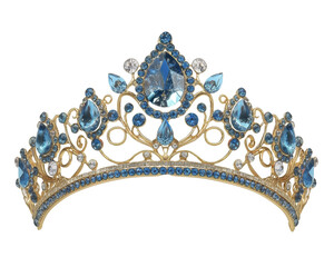 Crown with blue diamonds.Ai generated image. - 758079088
