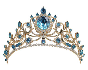 Crown with blue diamonds.Ai generated image. - 758079426