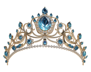 Crown with blue diamonds.Ai generated image.