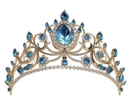 Crown with blue diamonds.Ai generated image.