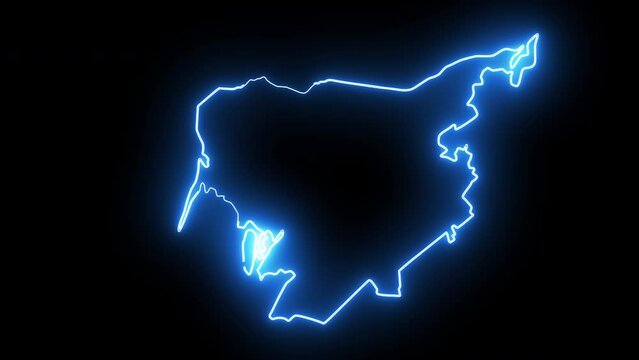 map of Pokrovsk in ukraine with glowing neon effect