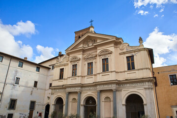 Fototapeta na wymiar Basilica of San Bartolomeo on the Tiber Island in Rome, Italy