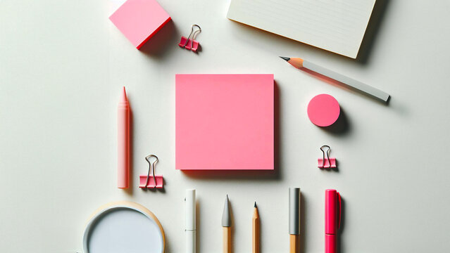 Cotton Candy Creativity: Pink Sticky Note Mockup Inspires Sweet and Playful Design Ideas