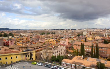 Fototapeta na wymiar Rome panorama from fill of Trastevere district in Rome, Italy