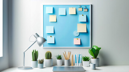 Oceanic Vibes: Blue Sticky Note Mockup Sets the Tone for Calm and Productive Planning Sessions