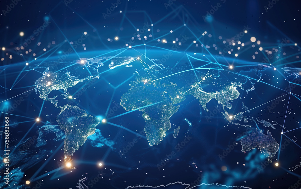 Poster technology network and earth,created with generative ai tecnology.