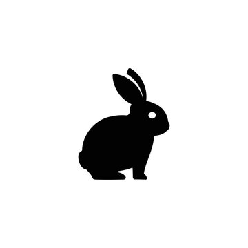 Rabbit vector illustration icon. Bunny silhouette.Happy Easter.  Design for greeting card, stickers, logo, web and mobile app.