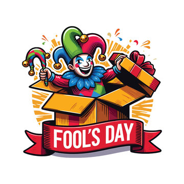 clown, joker, April fool's day logo, colorful style	