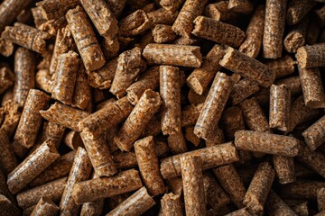 Close-Up View of Brown Pellet Texture Highlighting Sustainable Biomass Energy