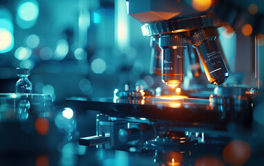 Medical laboratory equipment microscope,created with Generative AI tecnology.