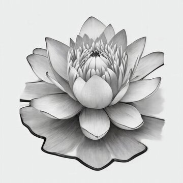 A Waterlily tattoo traditional old school bold line on white background