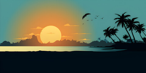 sunset on the sea.Beautiful nature landscape,HD wallpaper