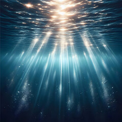 Promieni światła pod wodą, dekoracja generative ai - obrazy, fototapety, plakaty