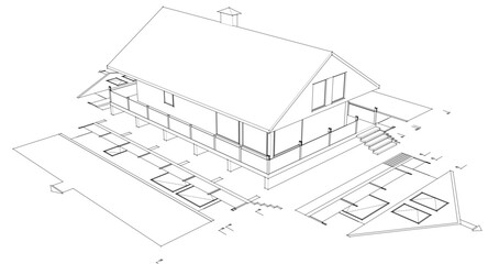 house traditional residential architecture 3d