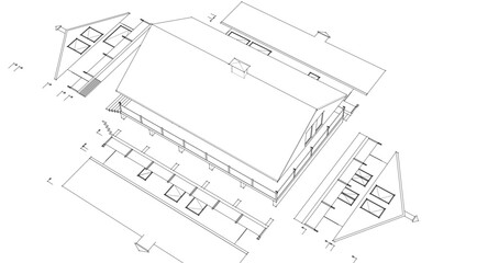house traditional residential architecture 3d