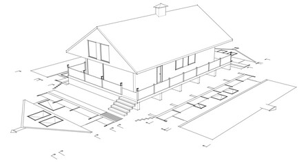 house traditional residential architecture 3d